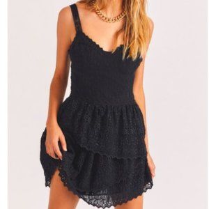 LoveShackFancy Caro Mini Dress in Black